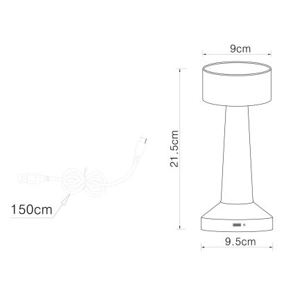 Globo - LED Aptumšojama skārienvadāma galda lampa LED/1W/3,7V 2700K/4000K/6500K 800 mAh USB matēts hroms