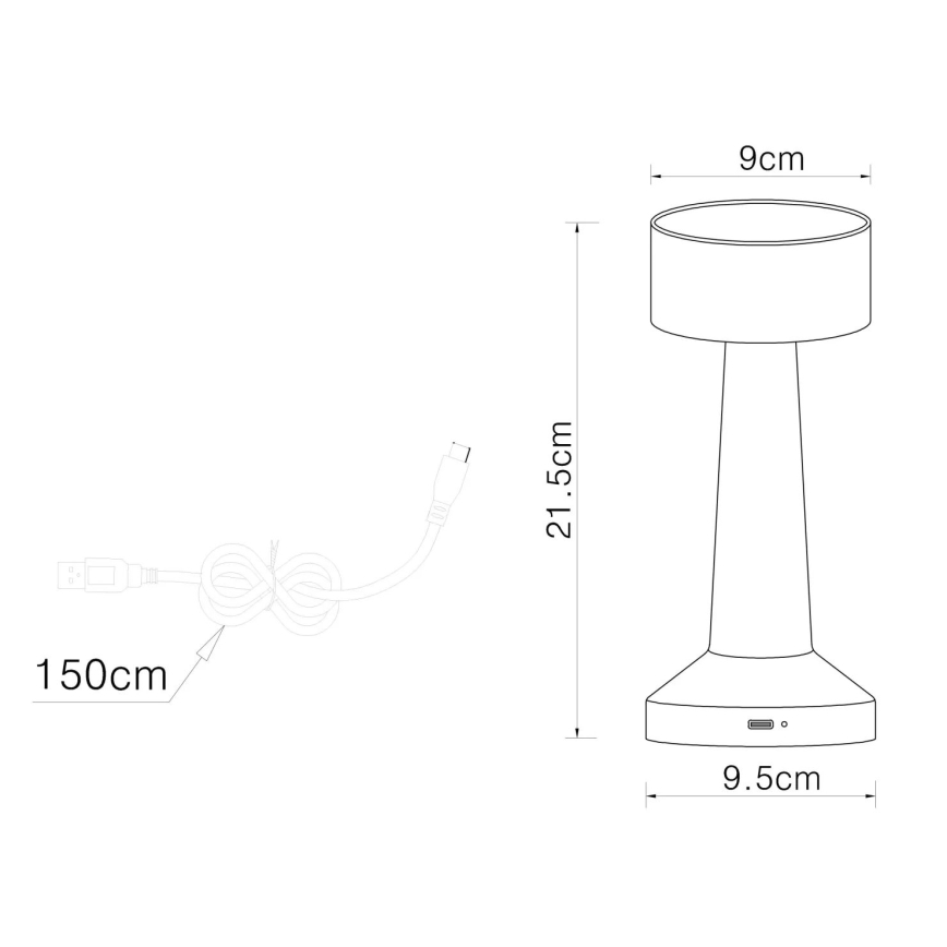 Globo - LED Aptumšojama skārienvadāma galda lampa LED/1W/3,7V 2700K/4000K/6500K 800 mAh USB matēts hroms