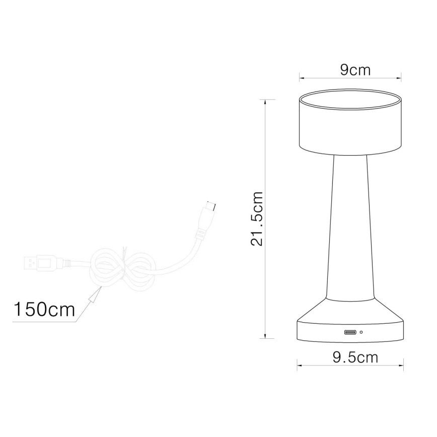 Globo - LED Aptumšojama skārienvadāma galda lampa LED/1W/3,7V 2700K/4000K/6500K 800 mAh USB balta