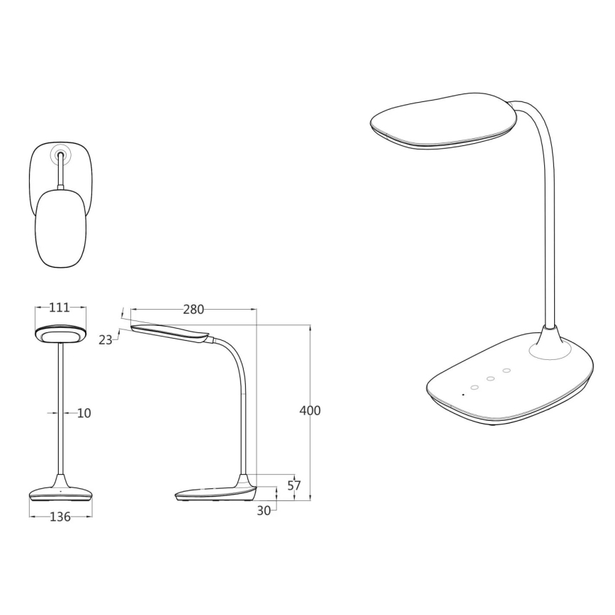 Globo - LED Aptumšojama skārienvadāma galda lampa LED/9W/230V 3000K/4000K/6500K CRI 90 melna
