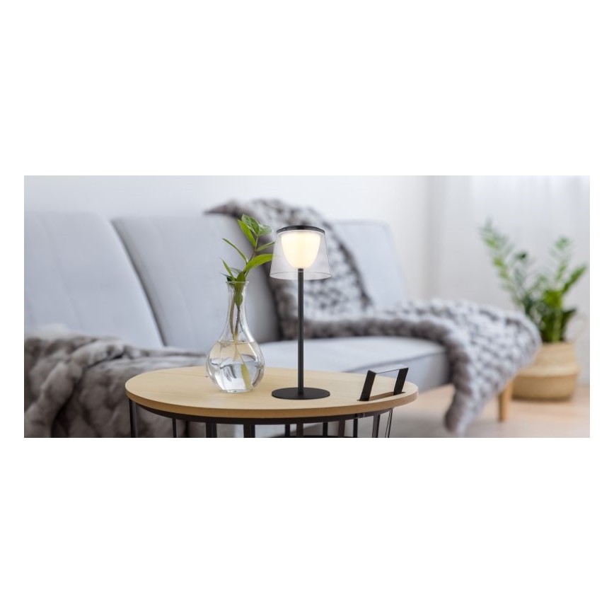Globo - LED Aptumšojama skārienvadāma āra galda lampa LED/1,8W/5V IP44 1800 mAh melna/caurspīdīga