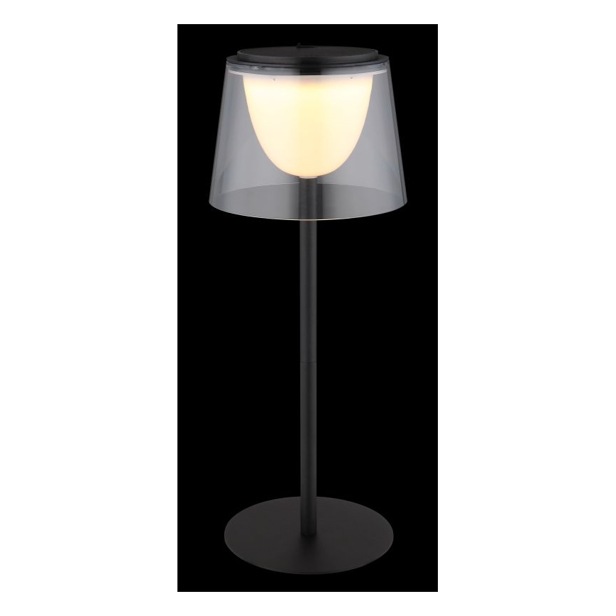 Globo - LED Aptumšojama skārienvadāma āra galda lampa LED/1,8W/5V IP44 1800 mAh melna/caurspīdīga
