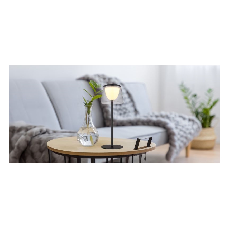 Globo - LED Aptumšojama skārienvadāma āra galda lampa LED/1,8W/5V IP44 1800 mAh melna/dūmakains