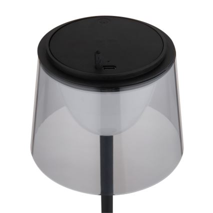 Globo - LED Aptumšojama skārienvadāma āra galda lampa LED/1,8W/5V IP44 1800 mAh melna/dūmakains