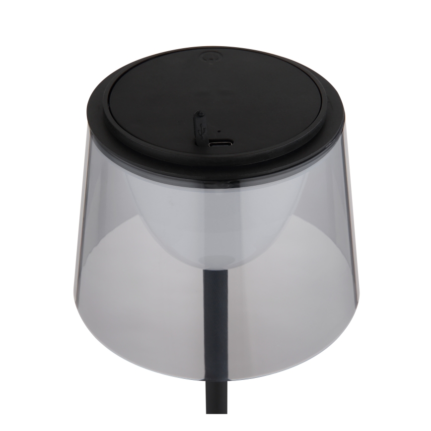 Globo - LED Aptumšojama skārienvadāma āra galda lampa LED/1,8W/5V IP44 1800 mAh melna/dūmakains