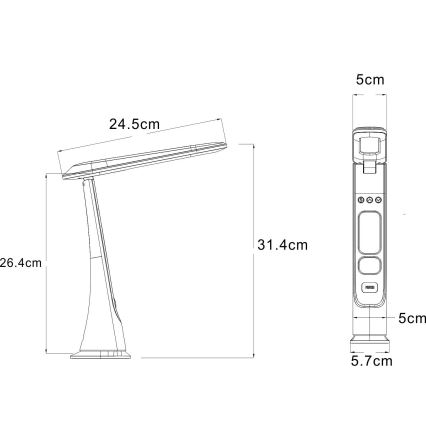 Globo - regulējama skārienjūtīga uzlādējamā LED galda lampa 2W/5V 3000/4000/5000K 1800 mAh