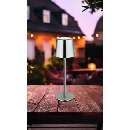 Globo - uzlādējama LED galda lampa ar pieskāriena vadību un regulējamu spilgtumu LED/2W/3,7V 3000/4000/6000K 2200 mAh spīdīgs hroms