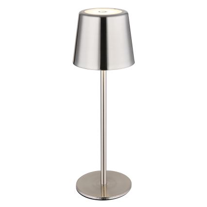 Globo - uzlādējama LED galda lampa ar pieskāriena vadību un regulējamu spilgtumu LED/2W/3,7V 3000/4000/6000K 2200 mAh spīdīgs hroms