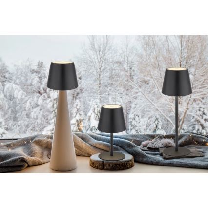 Globo - LED skārienvadāma, dimējama, uzlādējama āra galda lampa 3 vienā LED/3W/5V 3000/4000/5000K IP54 1800 mAh melna