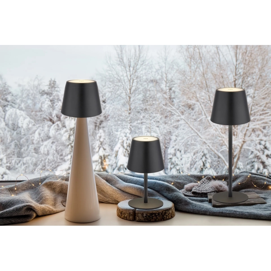 Globo - LED skārienvadāma, dimējama, uzlādējama āra galda lampa 3 vienā LED/3W/5V 3000/4000/5000K IP54 1800 mAh melna