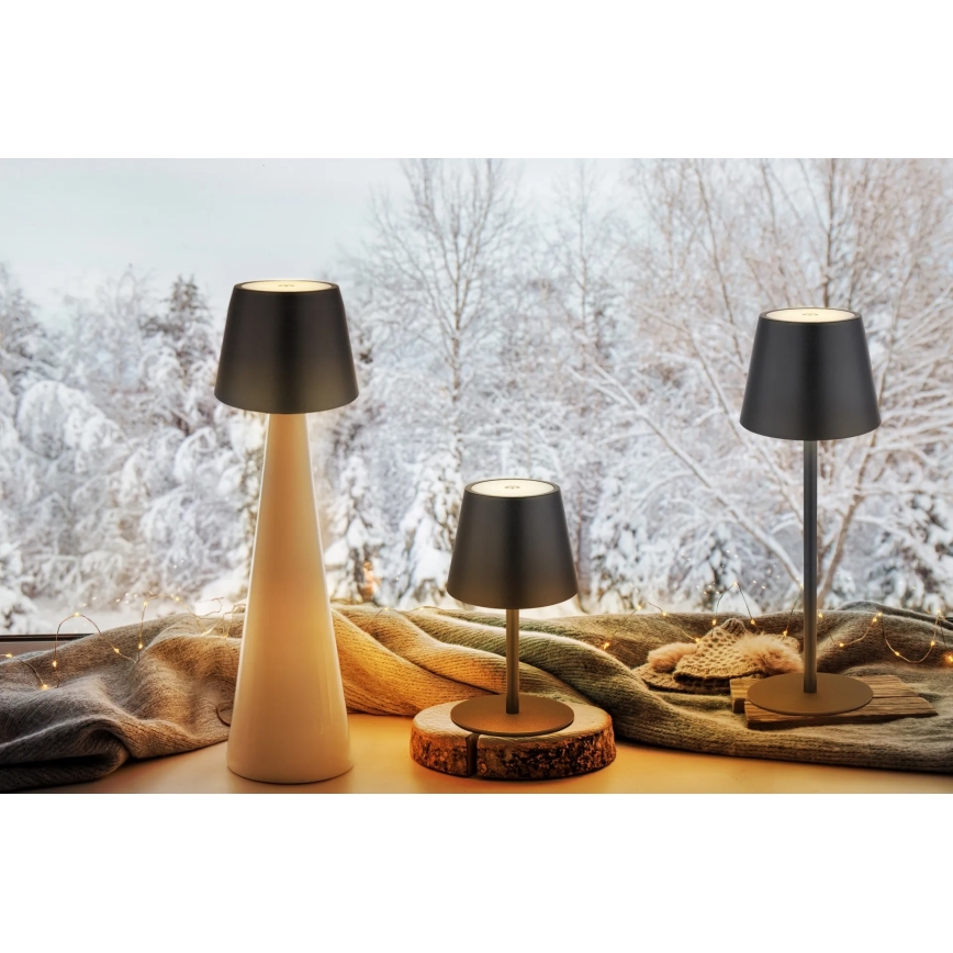 Globo - LED skārienvadāma, dimējama, uzlādējama āra galda lampa 3 vienā LED/3W/5V 3000/4000/5000K IP54 1800 mAh melna