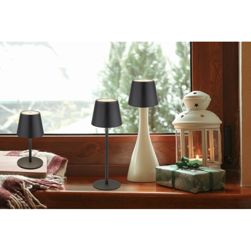 Globo - LED skārienvadāma, dimējama, uzlādējama āra galda lampa 3 vienā LED/3W/5V 3000/4000/5000K IP54 1800 mAh melna