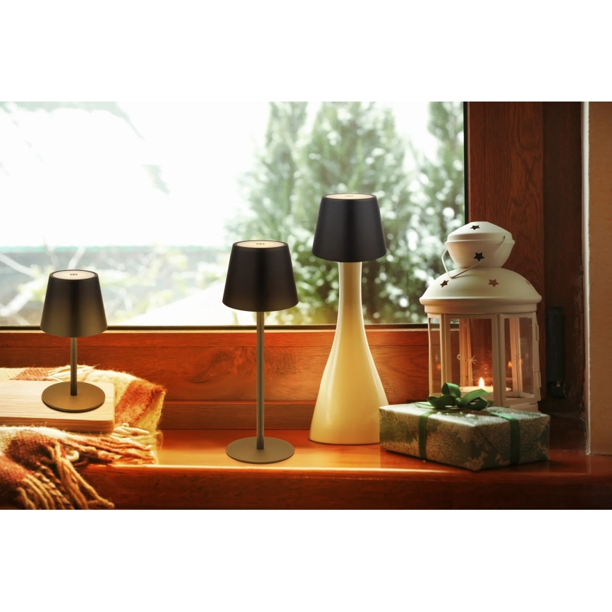 Globo - LED skārienvadāma, dimējama, uzlādējama āra galda lampa 3 vienā LED/3W/5V 3000/4000/5000K IP54 1800 mAh melna