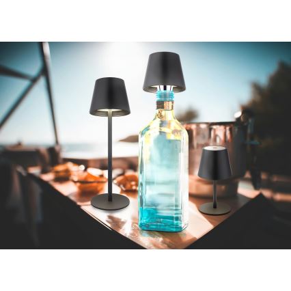 Globo - LED skārienvadāma, dimējama, uzlādējama āra galda lampa 3 vienā LED/3W/5V 3000/4000/5000K IP54 1800 mAh melna