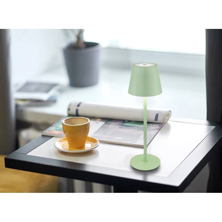 Globo - LED uzlādējamā āra galda lampa ar skārienjutīgu spilgtuma regulēšanu, 3‑vienā LED/3W/5V 3000/4000/5000K IP54 1800 mAh zaļa