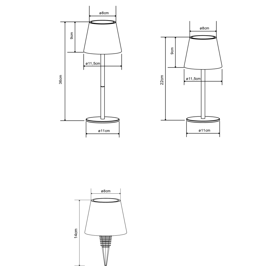 Globo - LED skārienjūtīga, regulējama uzlādējama āra galda lampa 3v1 LED/3W/5V 3000/4000/5000K IP54 1800 mAh