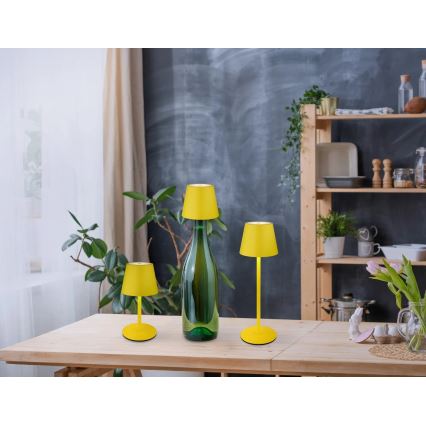 Globo - LED ar pieskāriena vadību, regulējama uzlādējama āra galda lampa 3 vienā LED/3W/5V 3000/4000/5000K IP54 1800 mAh dzeltena