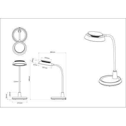 Globo - LED galda lampa ar skārienvadību un regulējamu spilgtumu LED/12W/230V 3000/4000/6500K balta