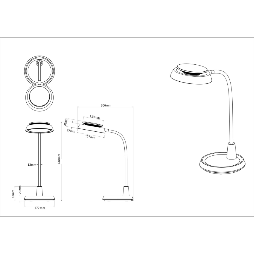 Globo - LED galda lampa ar skārienvadību un regulējamu spilgtumu LED/12W/230V 3000/4000/6500K balta