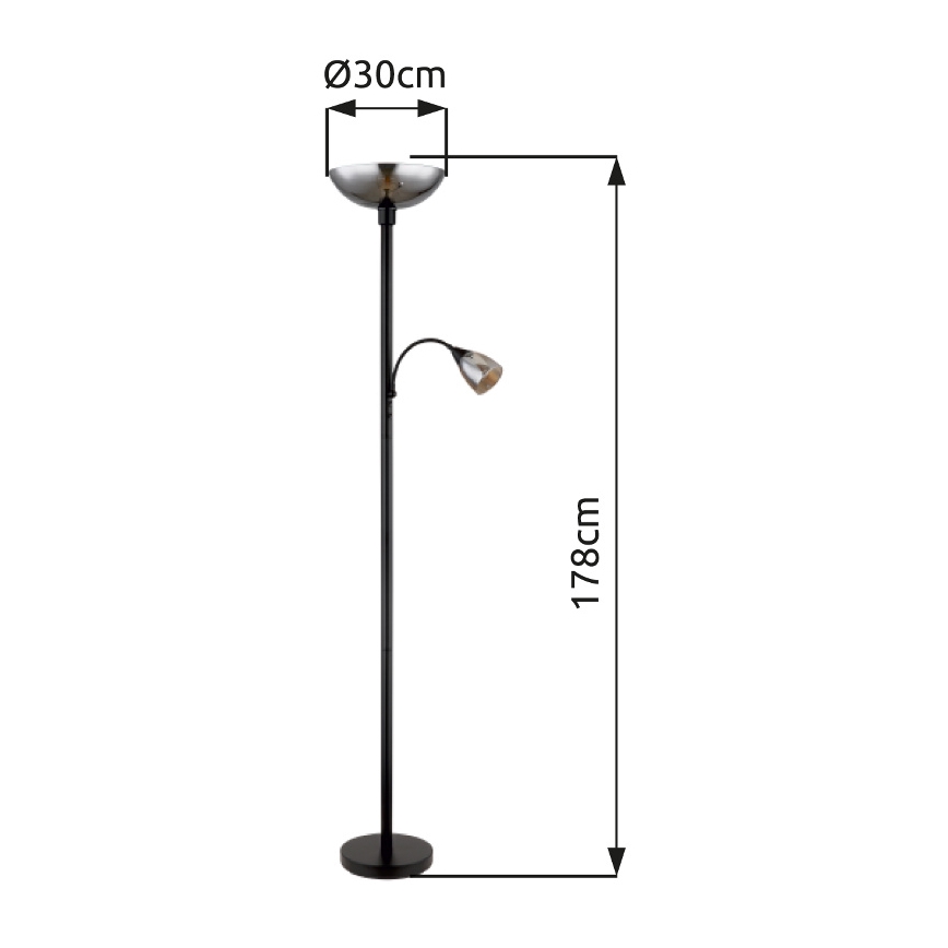 Globo - Grīdas stāvlampa 1xE27/60W/230V + 1xE14/40W