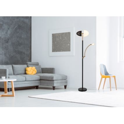 Globo - LED regulējama grīdas lampa LED/40W/230V + LED/5,5W 2700/4000/6000K melna