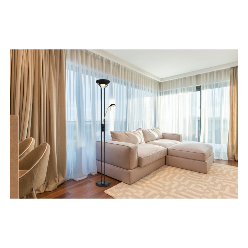 Globo - LED Aptumšojama grīdas stāvlampa LED/20W/230V + LED/5,5W 3000K melna/zelta