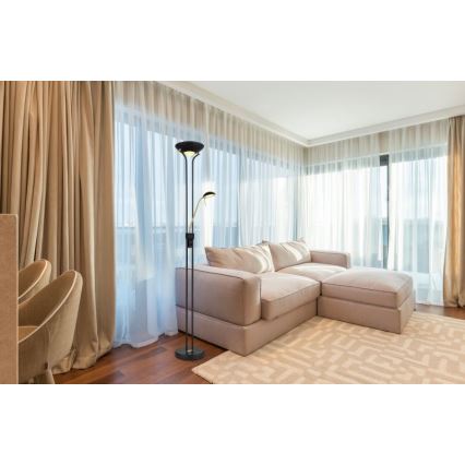 Globo - LED regulējama stāvlampa LED/20W/230V + LED/5,5W 3000K melna/zelta