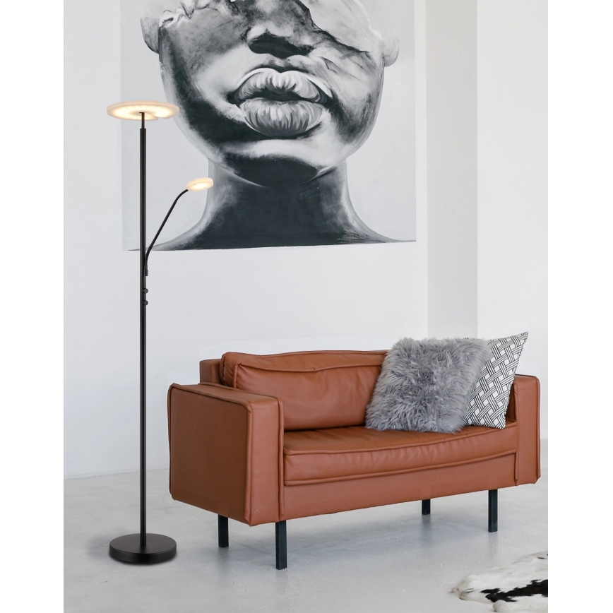 Globo - Dimējama LED stāvlampa LED/28W/230V + LED/5W 3000K melna
