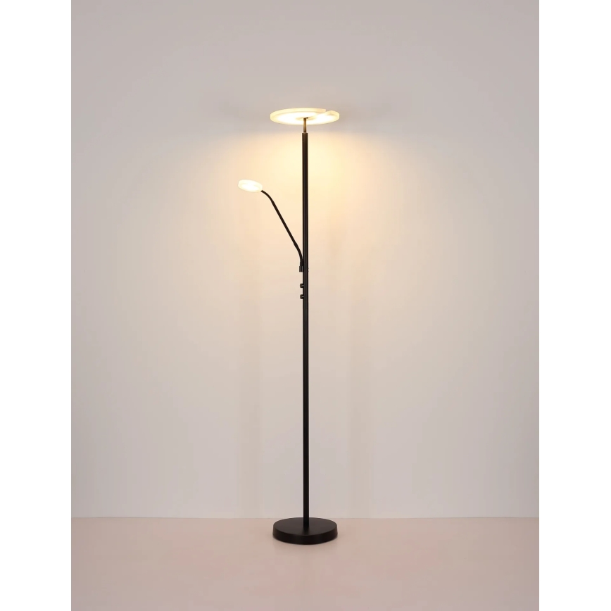 Globo - Dimējama LED stāvlampa LED/28W/230V + LED/5W 3000K melna