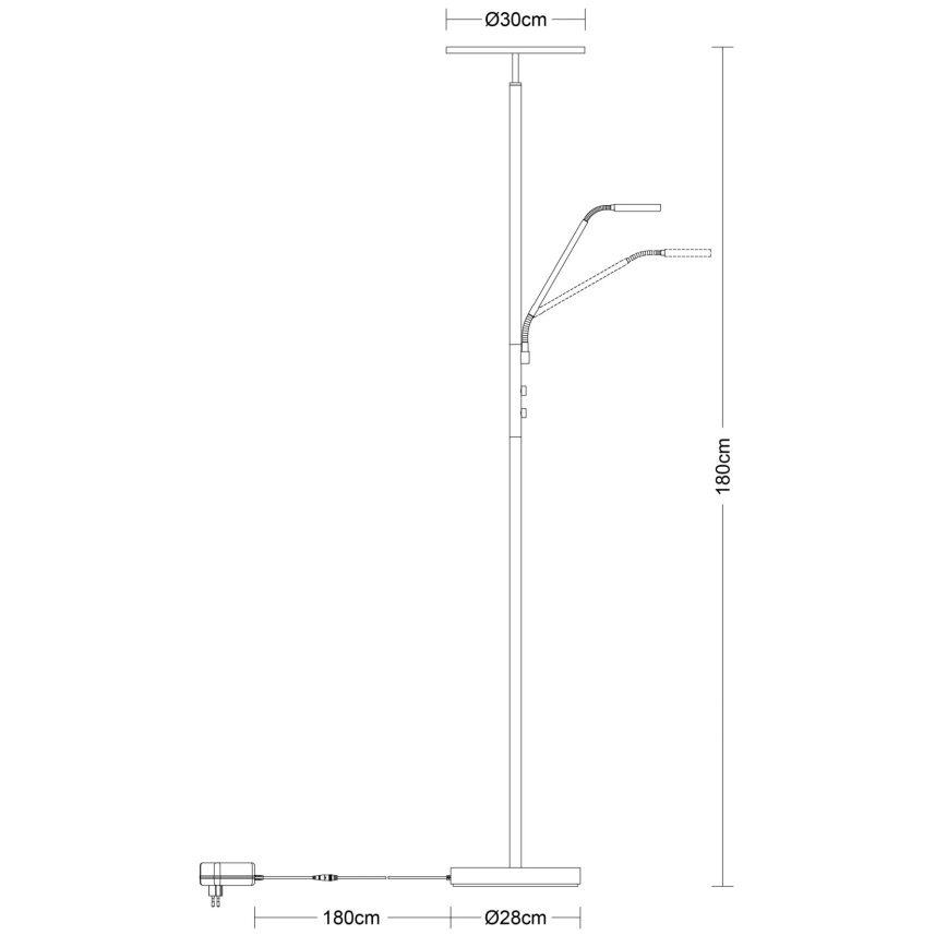 Globo - Dimējama LED stāvlampa LED/28W/230V + LED/5W 3000K melna
