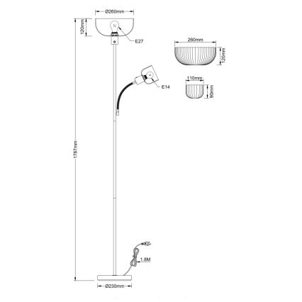 Globo - Stāvlampa 1xE27/40W/230V + 1xE14/25W