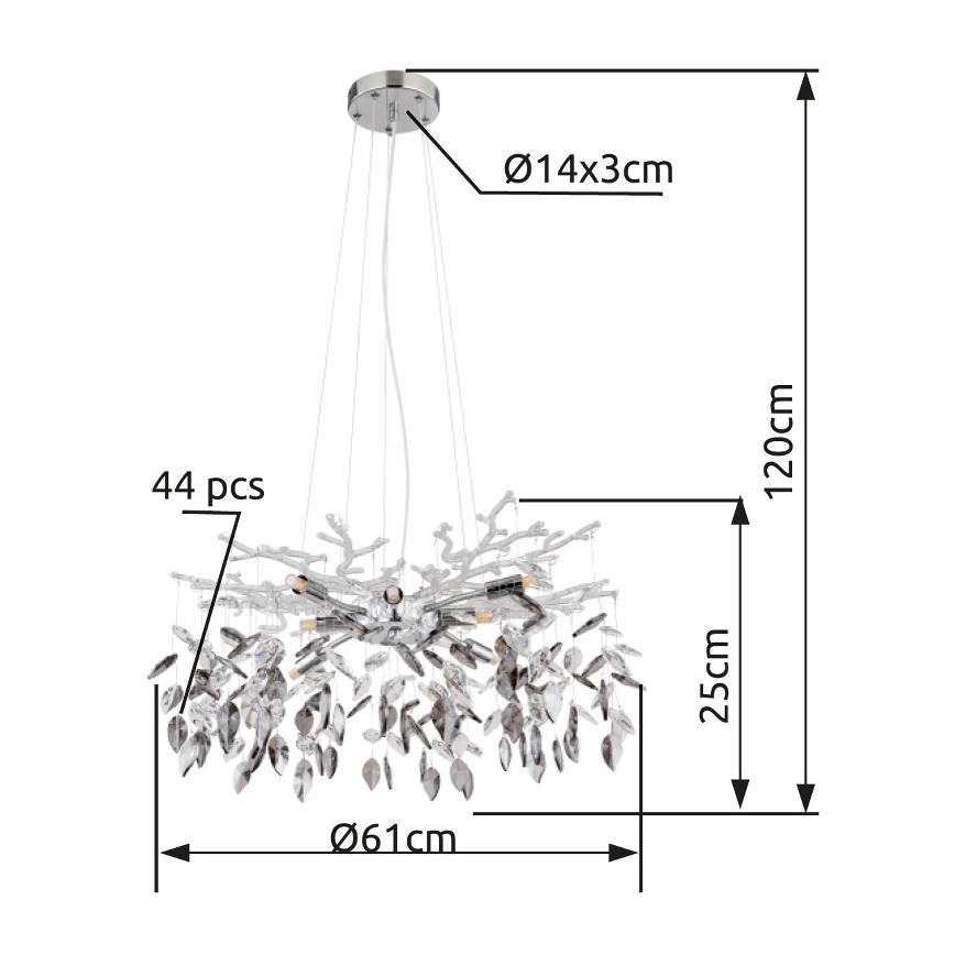 Globo - Lustra ar auklu 8xG9/8W/230V d. 61 cm spīdīgi hromēts