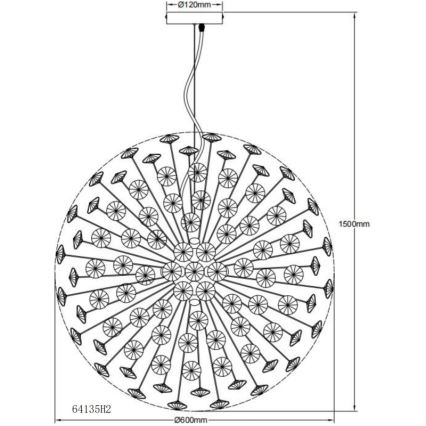 Globo - LED lustra uz troses 9xG9/3,5W/230V Ø 60 cm zeltaina