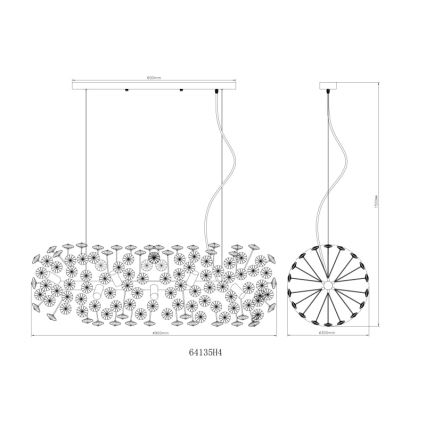 Globo - LED Lustra uz troses 12xG9/3,5W/230V zelta