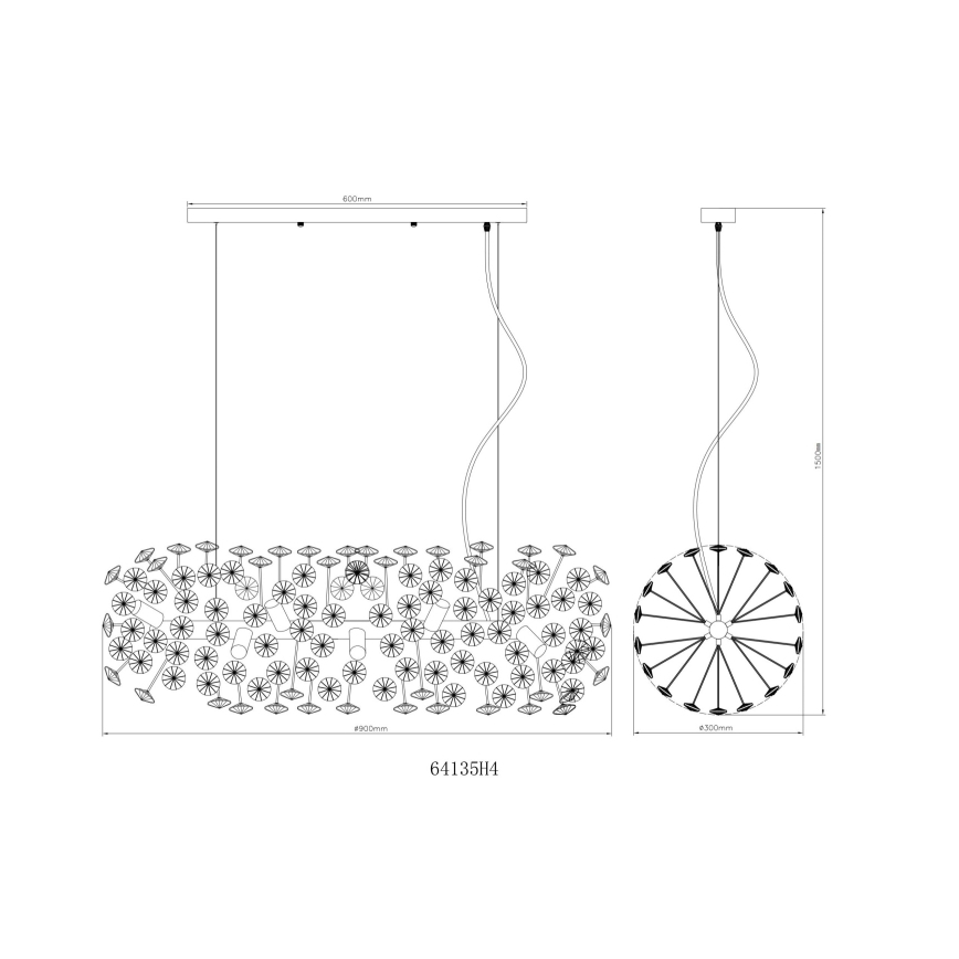 Globo - LED Lustra uz troses 12xG9/3,5W/230V zelta