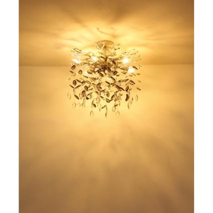 Globo - griestu lustra ar stieni 6xE14/40W/230V sudraba krāsā