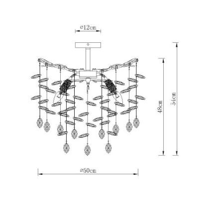 Globo - griestu lustra ar stieni 6xE14/40W/230V sudraba krāsā