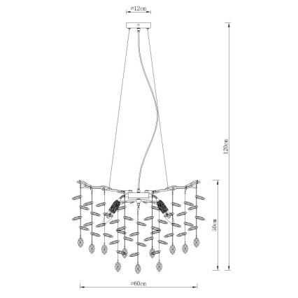 Globo - Lustra uz kabeļa 8xE14/40W/230V zeltaina