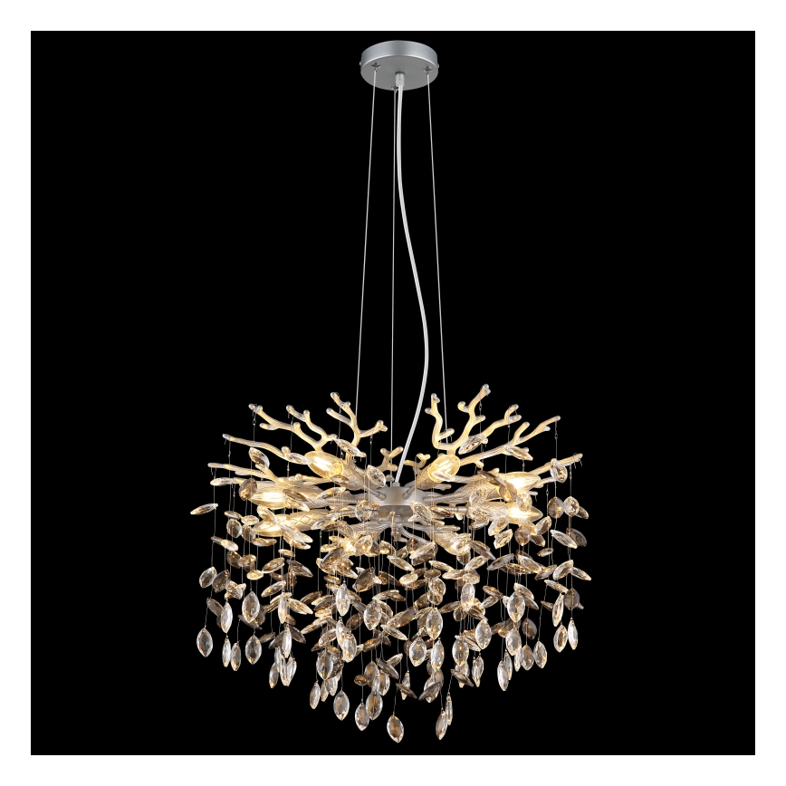 Globo - Pakaramā lustra uz troses 8xE14/40W/230V sudraba