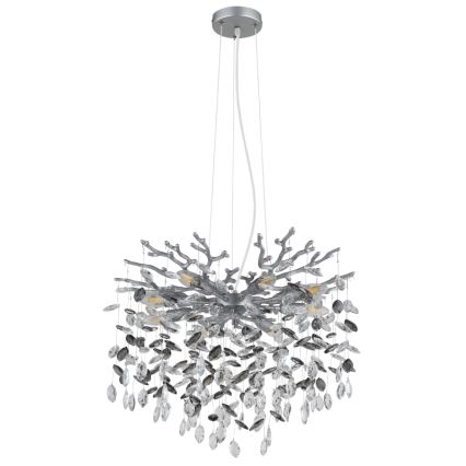 Globo - Pakaramā lustra uz troses 8xE14/40W/230V sudraba