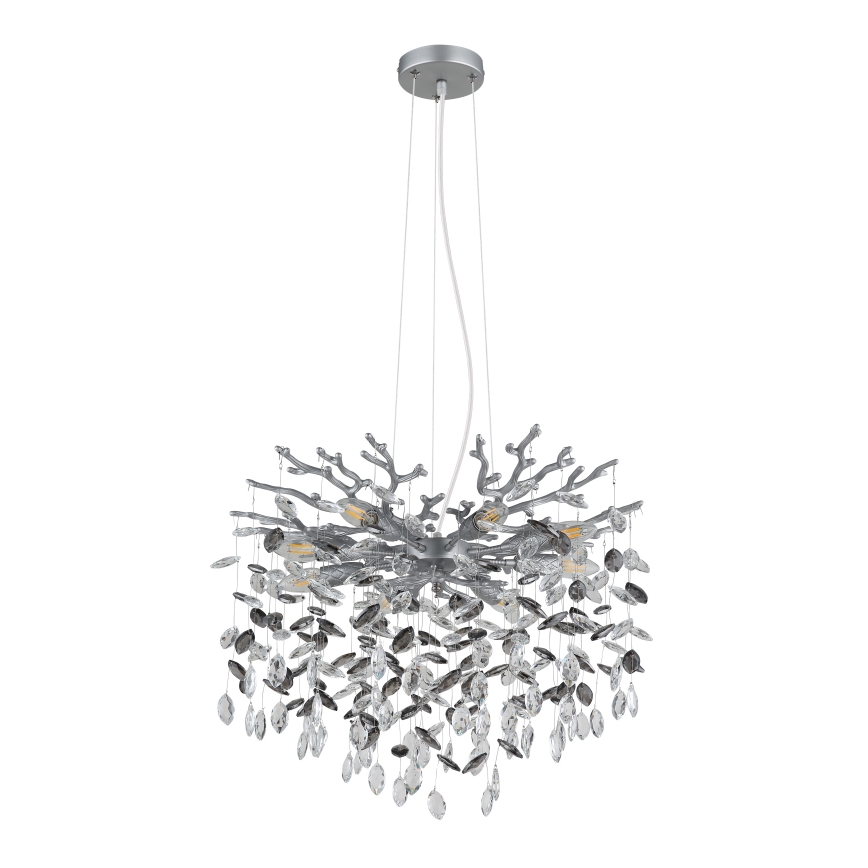 Globo - Pakaramā lustra uz troses 8xE14/40W/230V sudraba