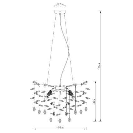 Globo - Pakaramā lustra uz troses 8xE14/40W/230V sudraba