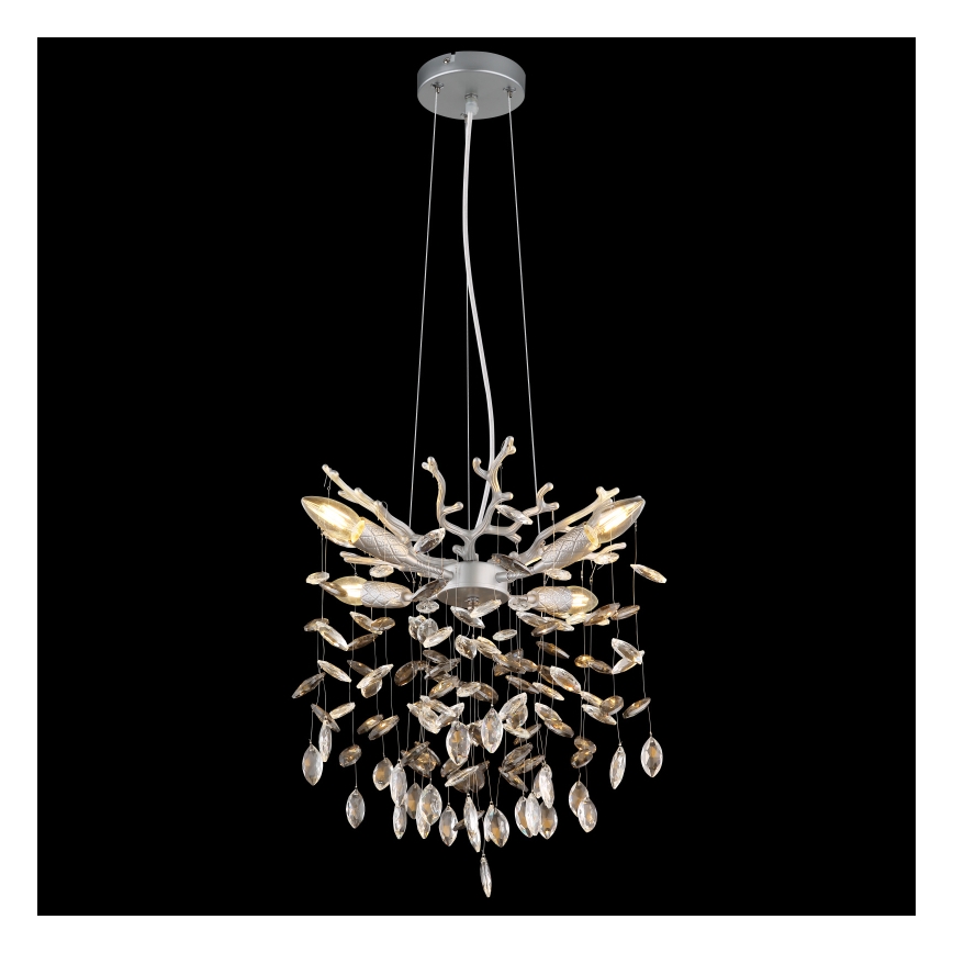 Globo - Pakaramā lustra ar vadu 4xE14/40W/230V, sudraba