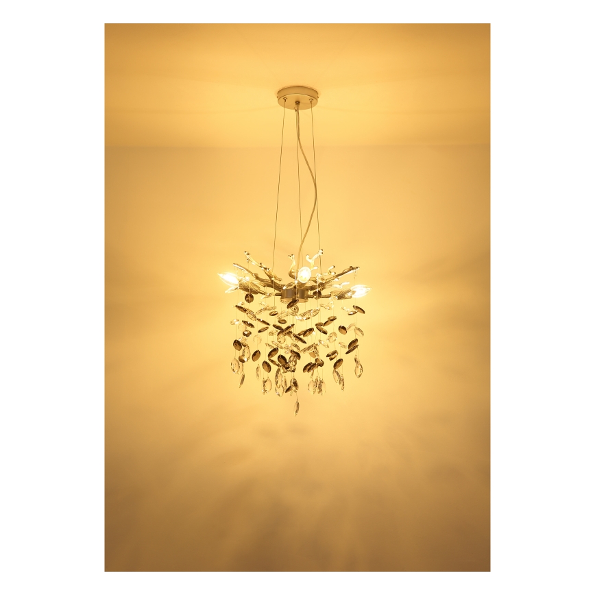 Globo - Pakaramā lustra ar vadu 4xE14/40W/230V, sudraba