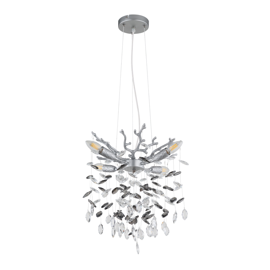 Globo - Pakaramā lustra ar vadu 4xE14/40W/230V, sudraba