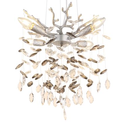 Globo - Pakaramā lustra ar vadu 4xE14/40W/230V, sudraba