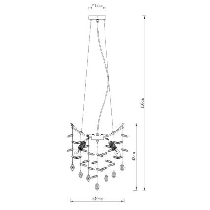 Globo - Pakaramā lustra ar vadu 4xE14/40W/230V, sudraba