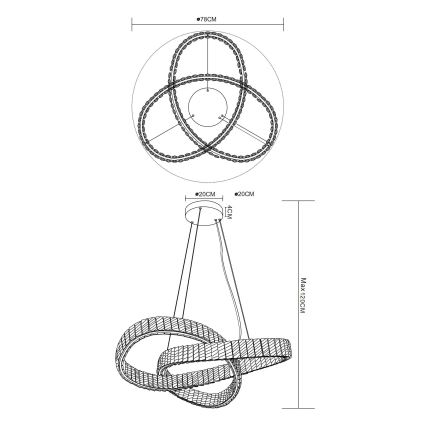 Globo - LED regulējams lustra ar kabeli LED/110W/230V 2700-6000K diam. 78 cm + tālvadības pults