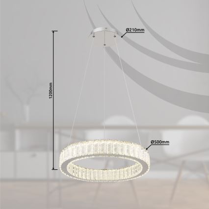 Globo - LED regulējams lustra ar kabeli LED/50W/230V 2700-6000K diametrs 50 cm + tālvadības pults