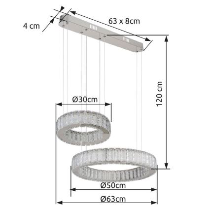 Globo - LED regulējams lustra ar vadu LED/80W/230V 2700-6000K + tālvadības pults